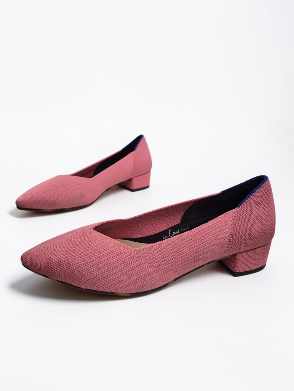 Rothy's The High Point Heels Tulip Pink 10.5 Knit Slip On block Heel Classic